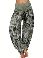  Boho Paisley Print High Waist Harem Pants