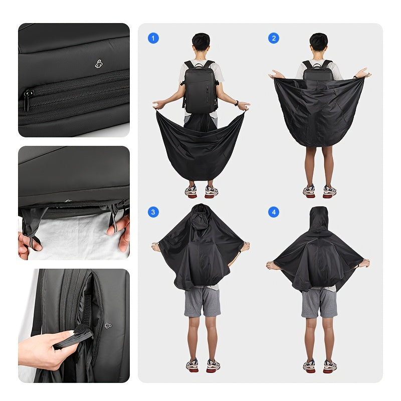 18 Cm Laptop Backpack Raincoat Male Bag USB Recharging Anti-thief Travel