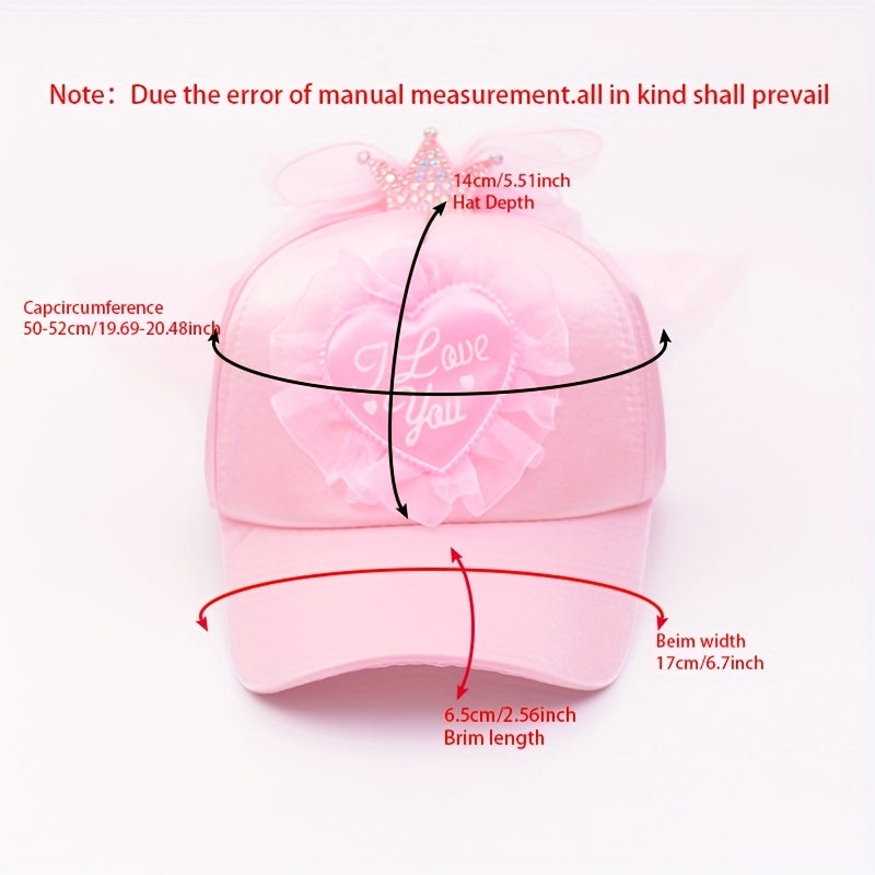 Girls Mesh Baseball Cap Princess Crown Hat