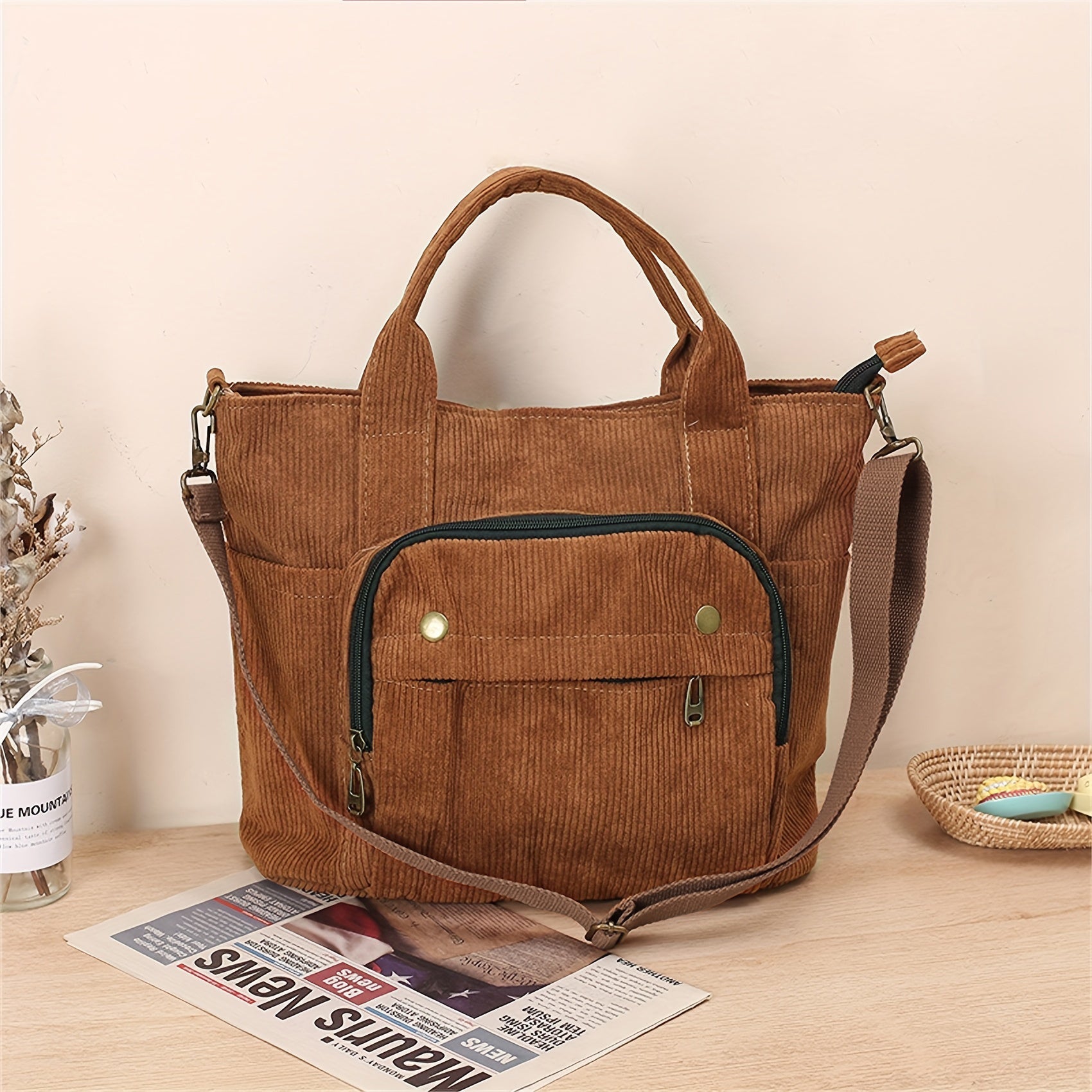 Corduroy Satchel Crossbody Bag Lightweight Durable Tote Bag