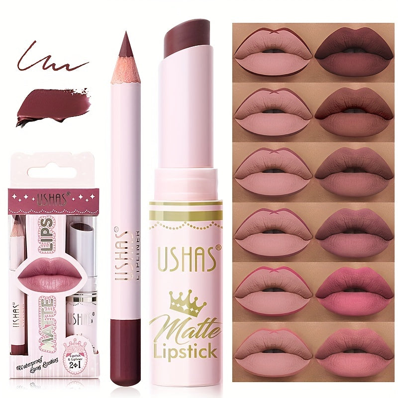 Matte Liquid Lipstick Lip Liner Set Nude Lip Gloss