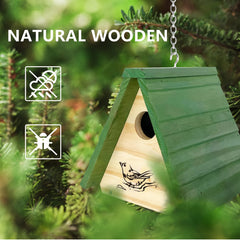 Wooden Bird Nest Small Bird House Triangle Pine Wood Bird Nest
