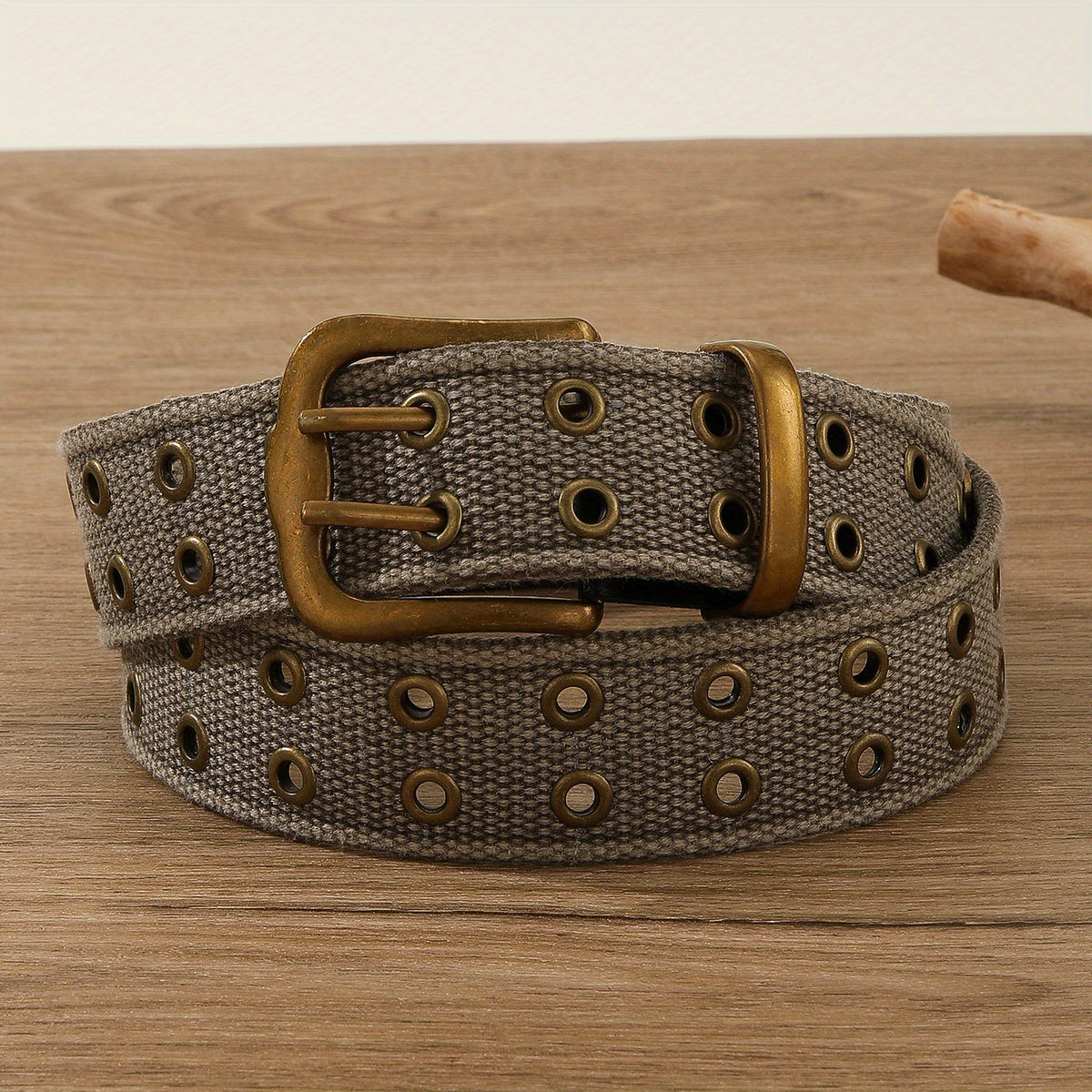 Punk Double Eyelet Canvas Belt Solid Unisex Hip Hop Belt