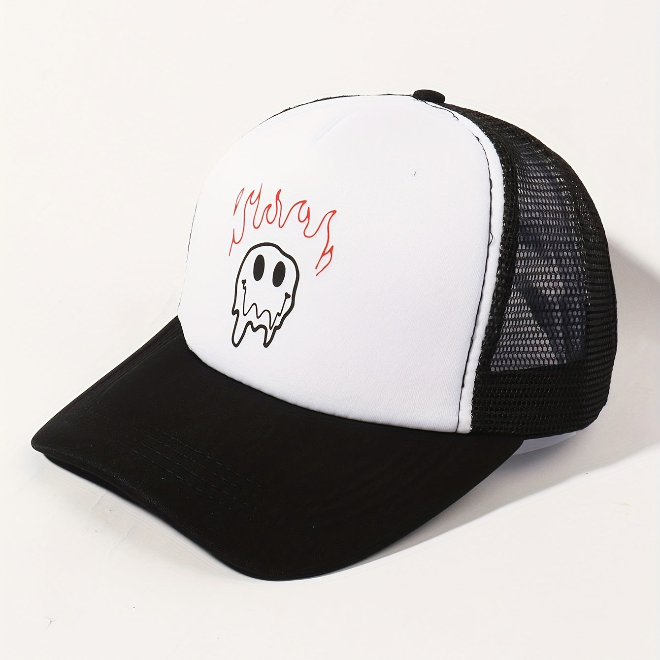 Burning Smiling Face Trucker Hat Unisex Baseball Cap