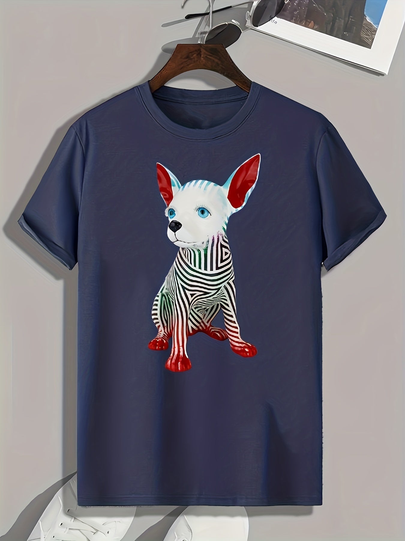 Puppy Pattern Print Men's Sports T-Shirt - Summer Outdoor Wear