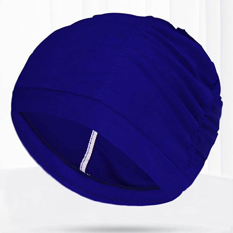 1PC Unisex Pleated Swim Cap with Ear Protection