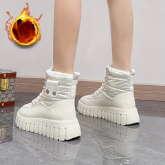 Women's Solid Non slip Medium Top Thickened Motorcycle Boots