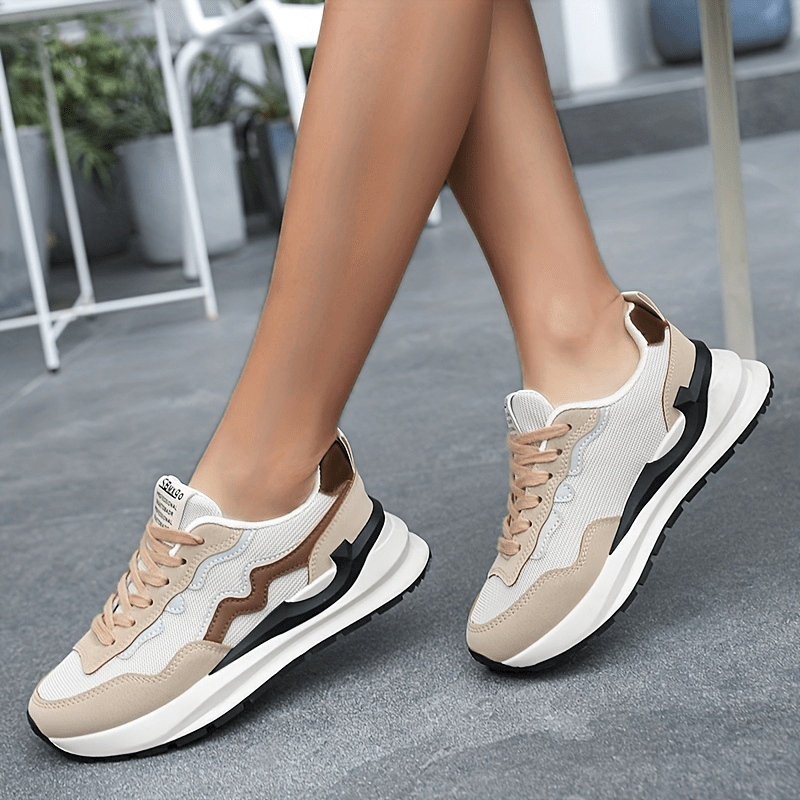 Women's Mesh Sneakers Lace Up Outdoor Shoes Comfortable Platform