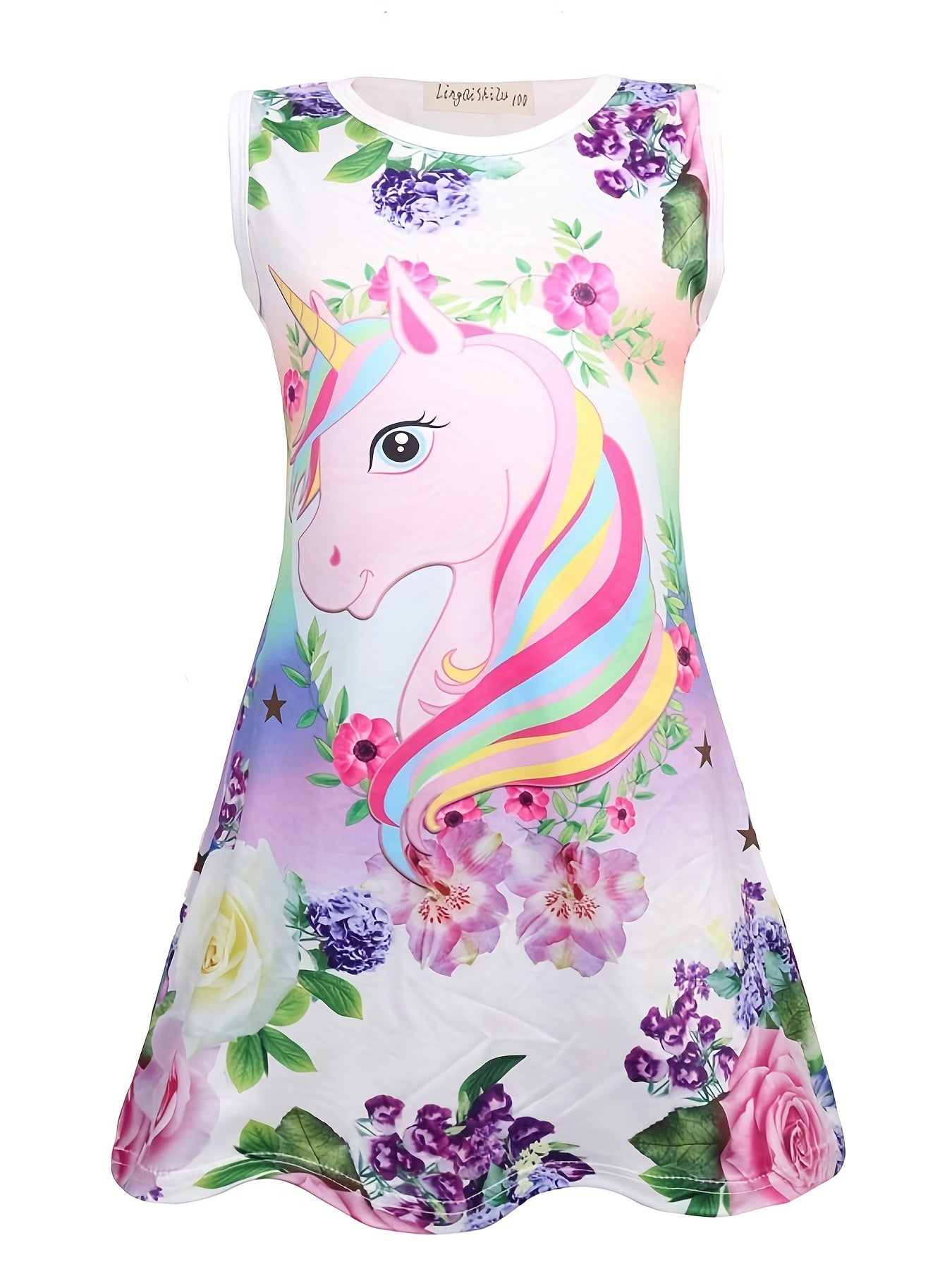 Toddler Girls Unicorn Graphic Tank Dress For Party