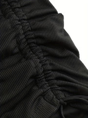  High Rise Side Tie Ruched Skinny Shorts