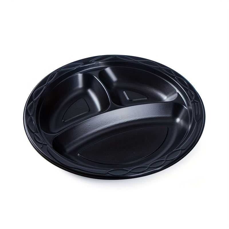 Disposable Round Dinner Plate Party Plastic Three-grid Fruit Dessert Dish
