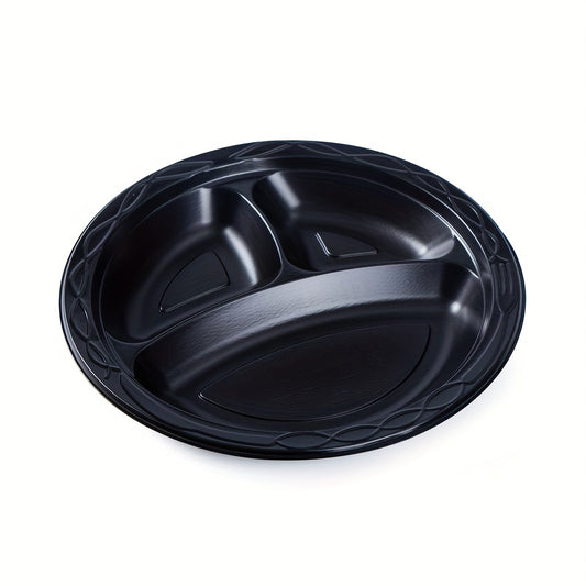Disposable Round Dinner Plate Party Plastic Three-grid Fruit Dessert Dish