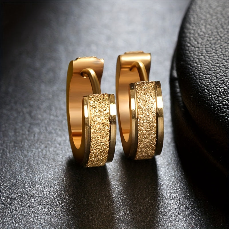 Vintage 18k Plated Stainless Steel Hoop Earrings for Women