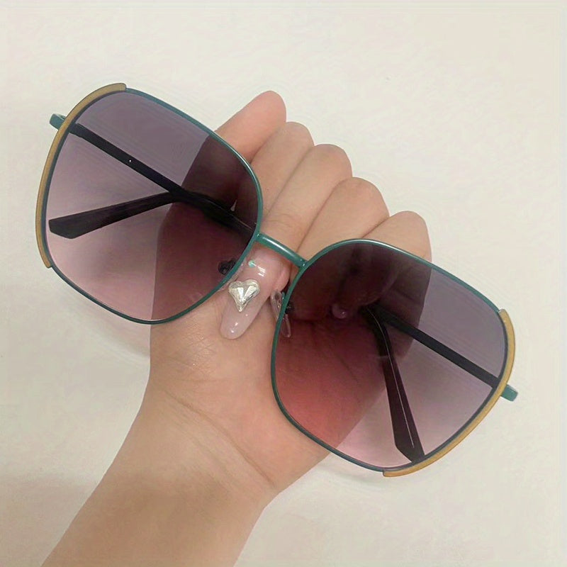 Gradient Metal UV400 Square Sunglasses for Women Men