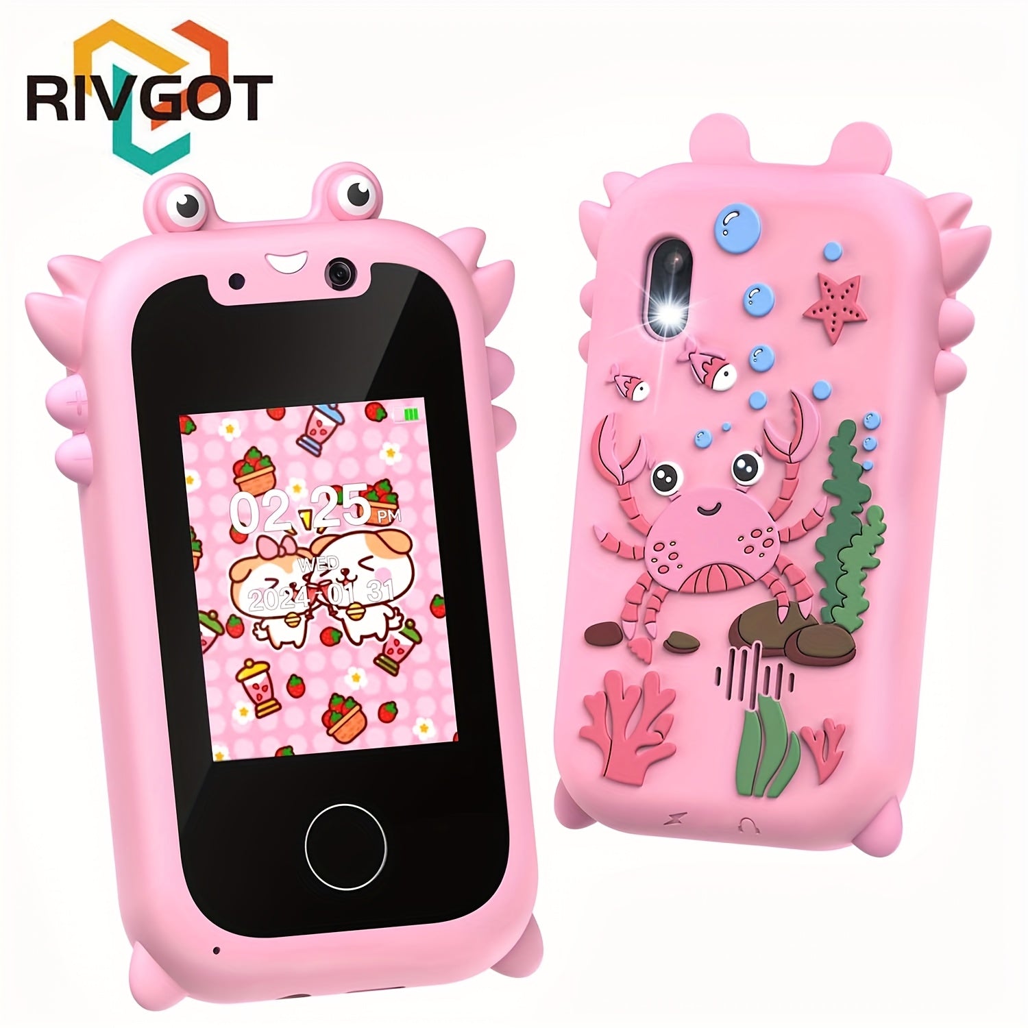 RIVGOT Kids' Touchscreen Learning Camera Toy with Dual Cameras