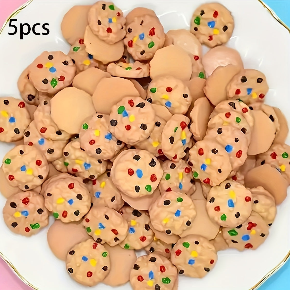 5pcs DIY Resin Cookie Charms for Crafts & Jewelry Making