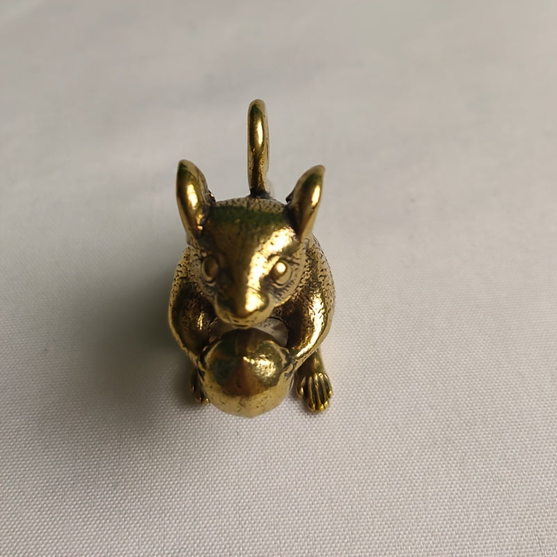 Brass Lucky Mouse Key Chain Gift Tea Pet Bag Ornament Pendant
