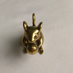 Brass Lucky Mouse Key Chain Gift Tea Pet Bag Ornament Pendant