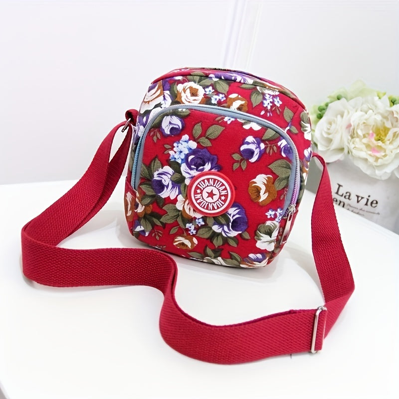 Floral Print Crossbody Phone Bag Lightweight Shoulder Bag