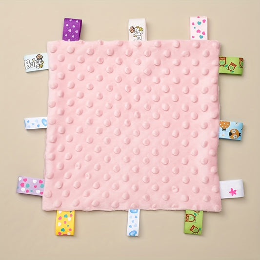 Baby Tag Security Blanket Soothing Plush Blanket with Colorful Tags