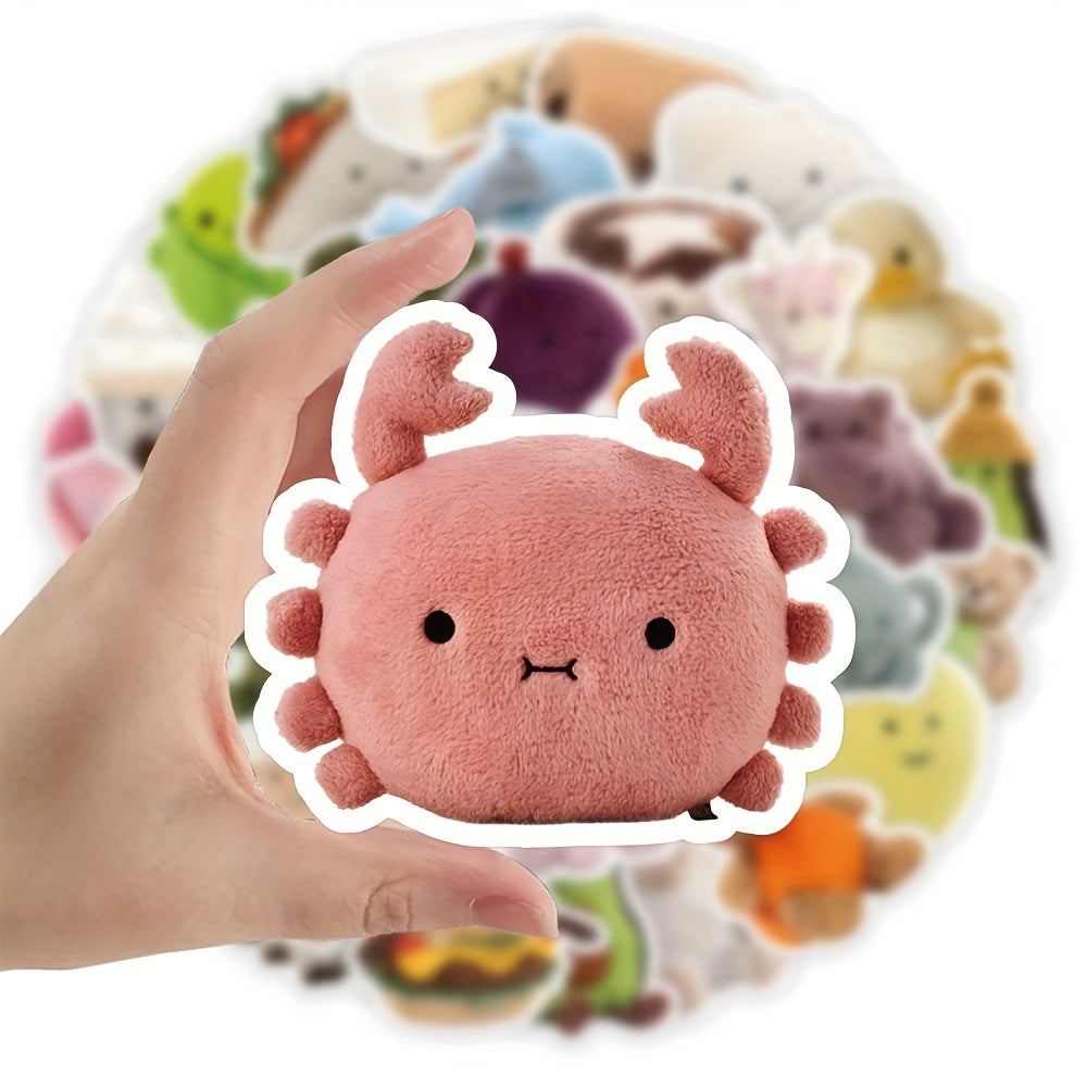 52pcs Plush Graffiti Stickers Waterproof DIY Decoration