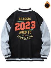Graphic Print Men's Warm Baseball Jacket
