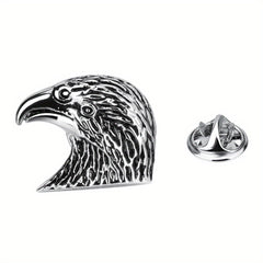 Silver Retro Eagle Head Brooch Men Jewelry Gift Pin Suit Collar Pin Metal Corsag