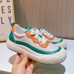 Women's Contrast Board Shoes Leisure Lace Up Outdoor Sneakers Soft Comfortable