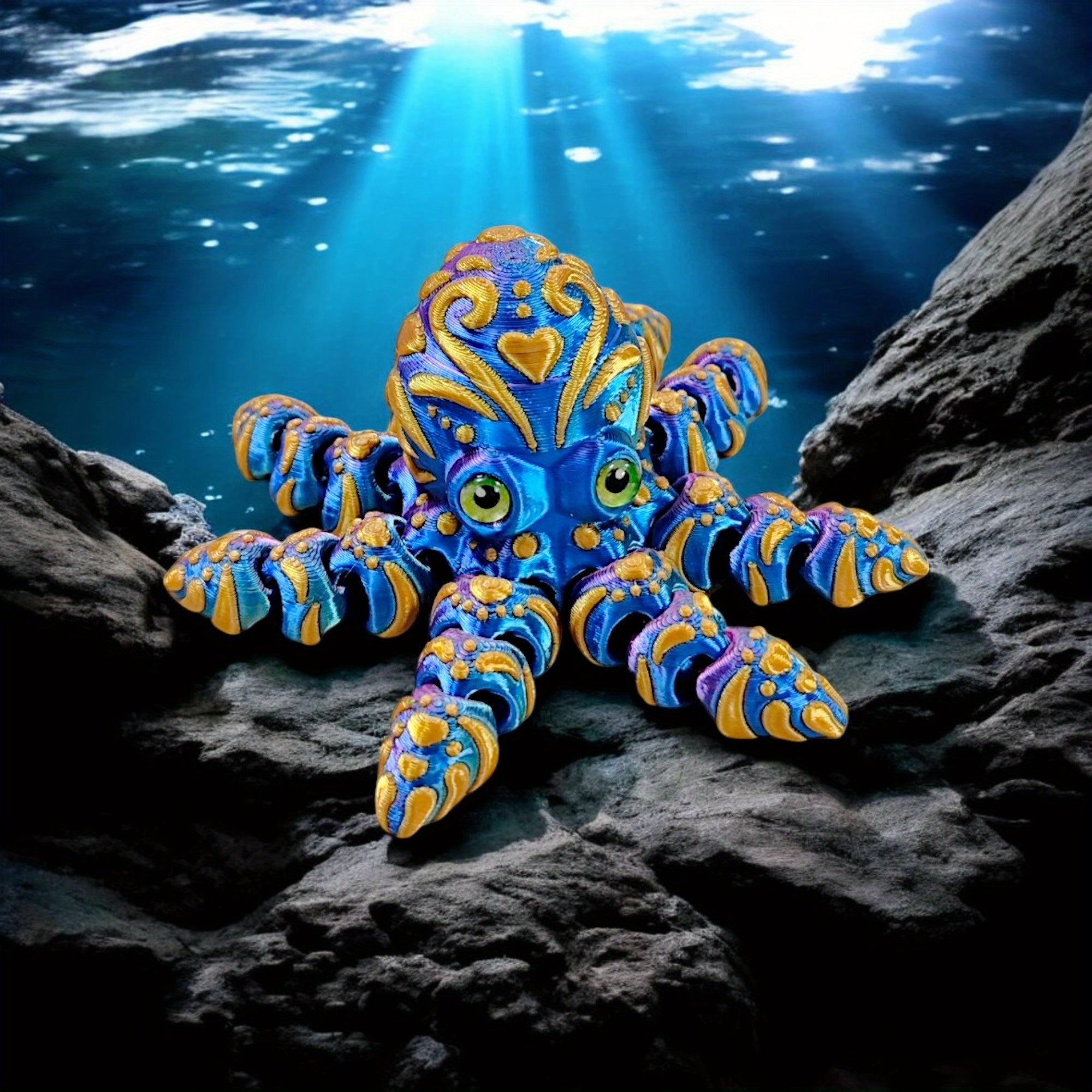 3D Printed Octopus Decor Vibrant ABS Mini Statue for Home Office