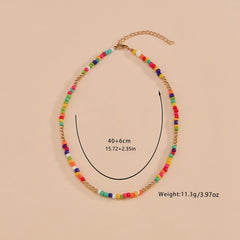 Colorful Rice Beads Boho Choker Necklace for Women