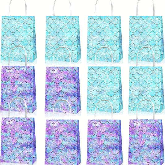 12pcs Mermaid Party Favor Bags Goodie Bags For Mermaid Candy Treat Bags