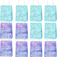 12pcs Mermaid Party Favor Bags Goodie Bags For Mermaid Candy Treat Bags