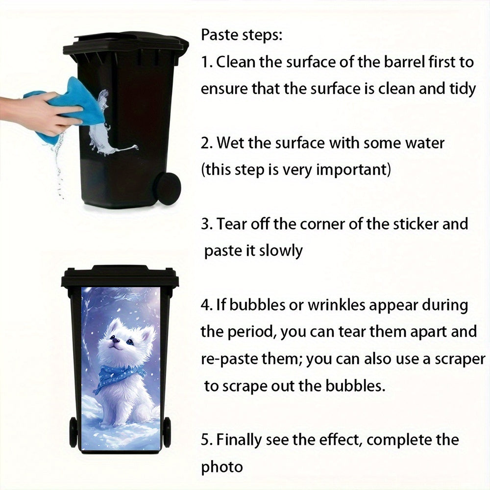 Puppy Theme Trash Can Stickers Waterproof PVC Decals