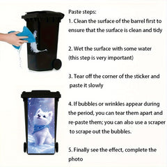 Puppy Theme Trash Can Stickers Waterproof PVC Decals