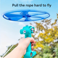 Bamboo Dragonfly & Propeller Pull Line Flying Game Set