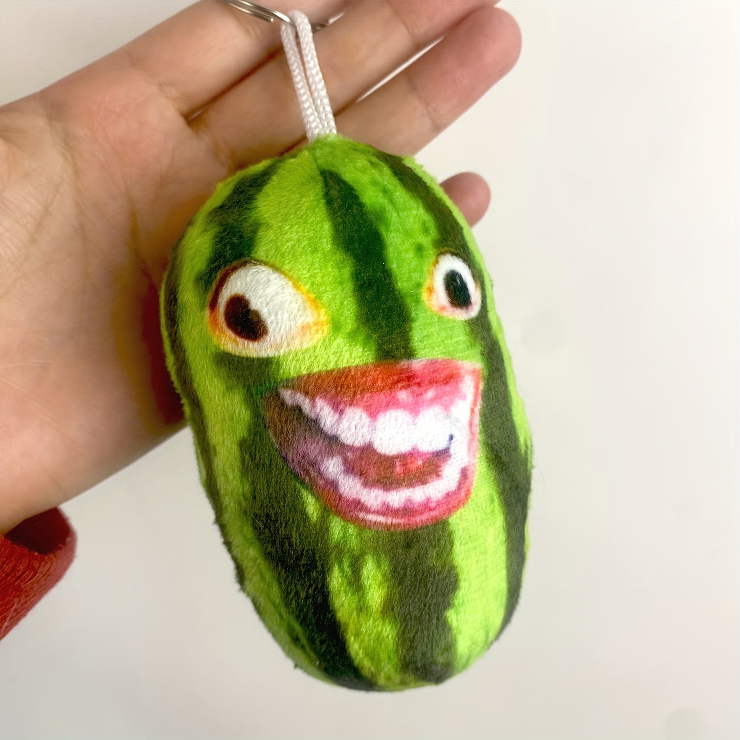 Watermelon Strip Plush Face Keychain Funny Gift
