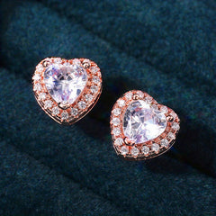 Rhinestone Heart Stud Earrings - Decorative Accessories Jewelry