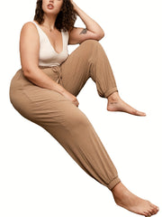  Solid Ribbed Drawstring Joggers