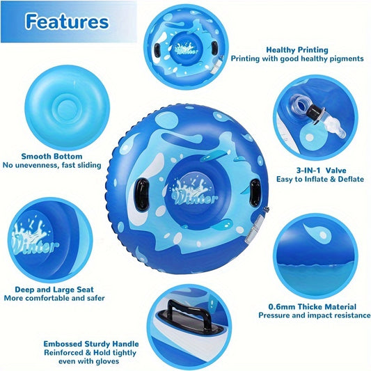 Winter Snow Tube Inflatable Sled Heavy Duty Hard Bottom Sled