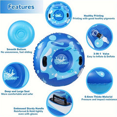 Winter Snow Tube Inflatable Sled Heavy Duty Hard Bottom Sled