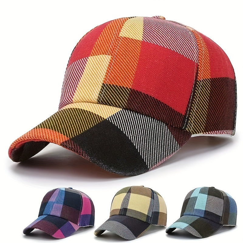 Unisex Plaid Flower Peaked Cap Baseball Cap Sun Hat