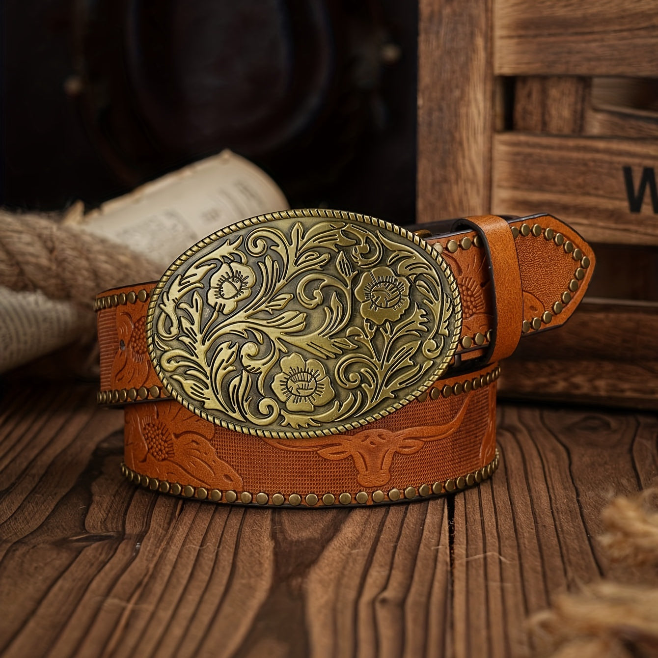 Vintage Pattern Buckle PU Leather Belt For Men