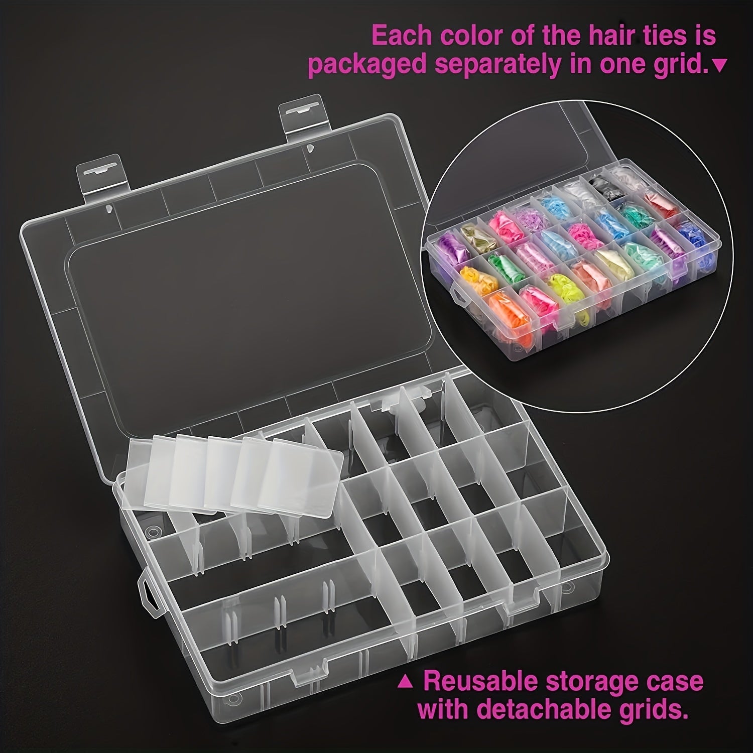 2000 Girls Mini Hair Ties Set with Storage Box, Comb & Cutter