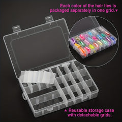 2000 Girls Mini Hair Ties Set with Storage Box, Comb & Cutter