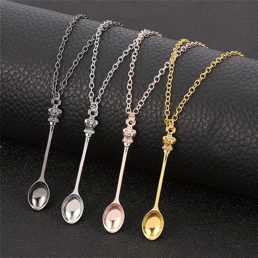 Vintage Crown Spoon Pendant Necklace Decorative Accessories