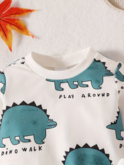 Baby Boy's Cartoon Graphic Hoodie Pants Sportswear Set