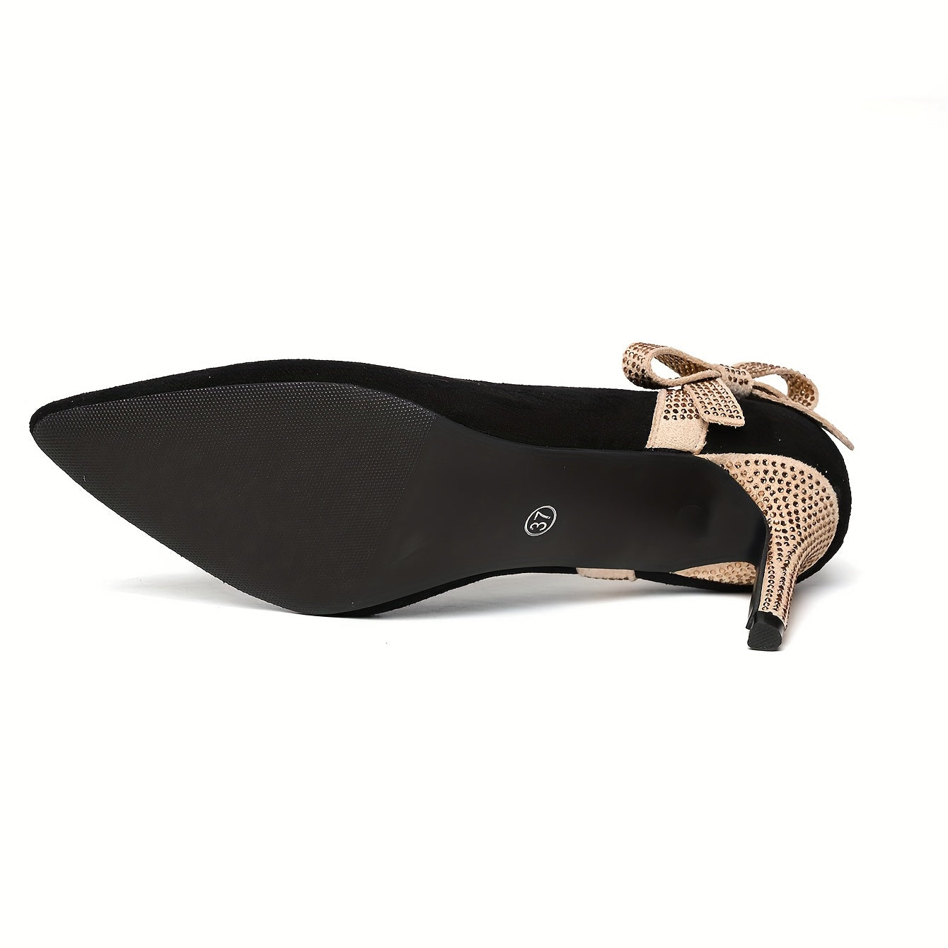 Women's Bowknot Rhinestone Pumps Pointed Toe Stiletto Heels
