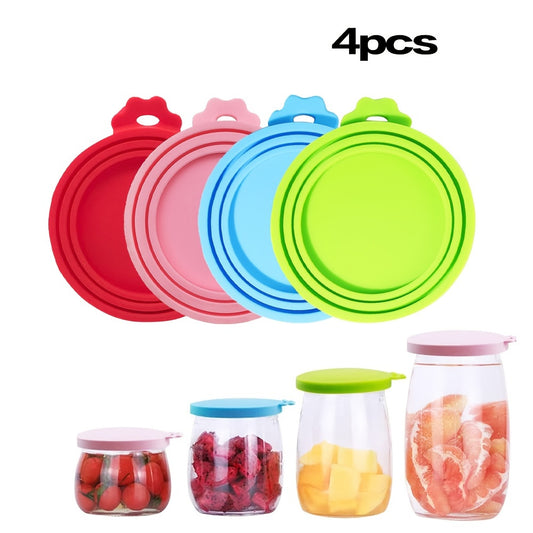 4pcs Silicone Pet Food Can Covers BPA-Free Dog Cat Food Household