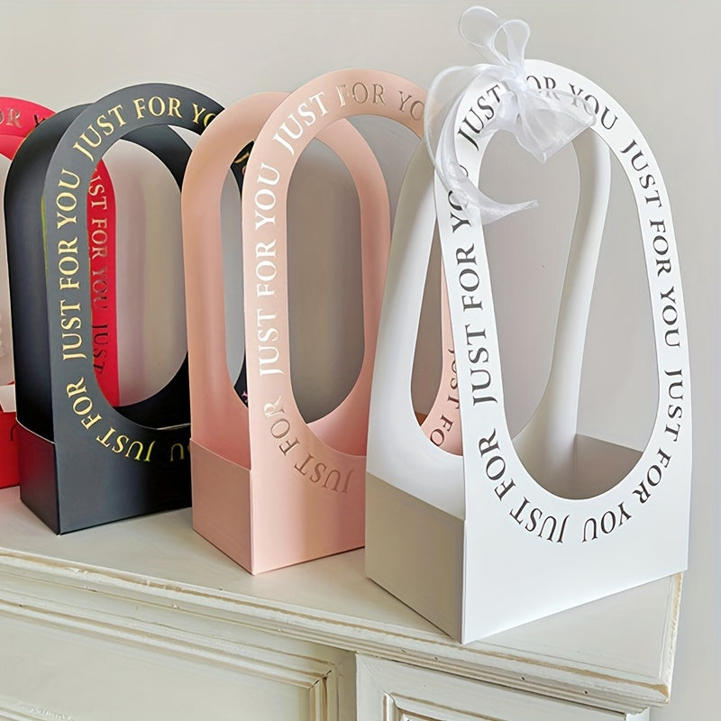 4pcs Portable Flower Basket Paper Bouquet Box Packaging Bag
