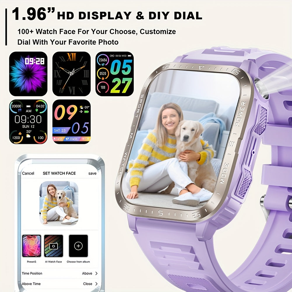 Synwoo Unisex Purple Smartwatch with LED Flashlight UV Light